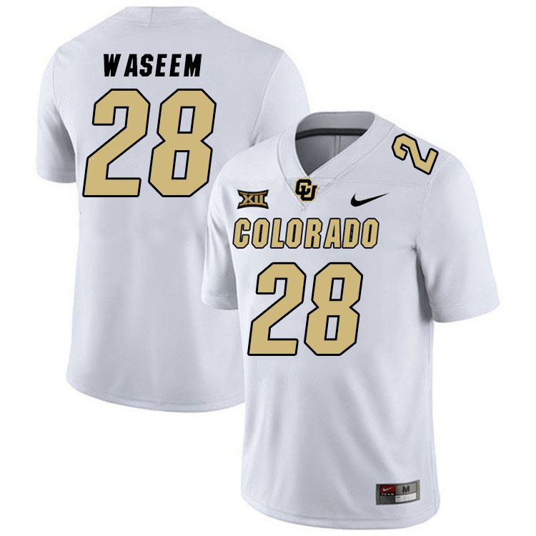 Colorado Buffaloes #28 Asaad Waseem Big 12 Conference College Football Jerseys Stitched Sale-White